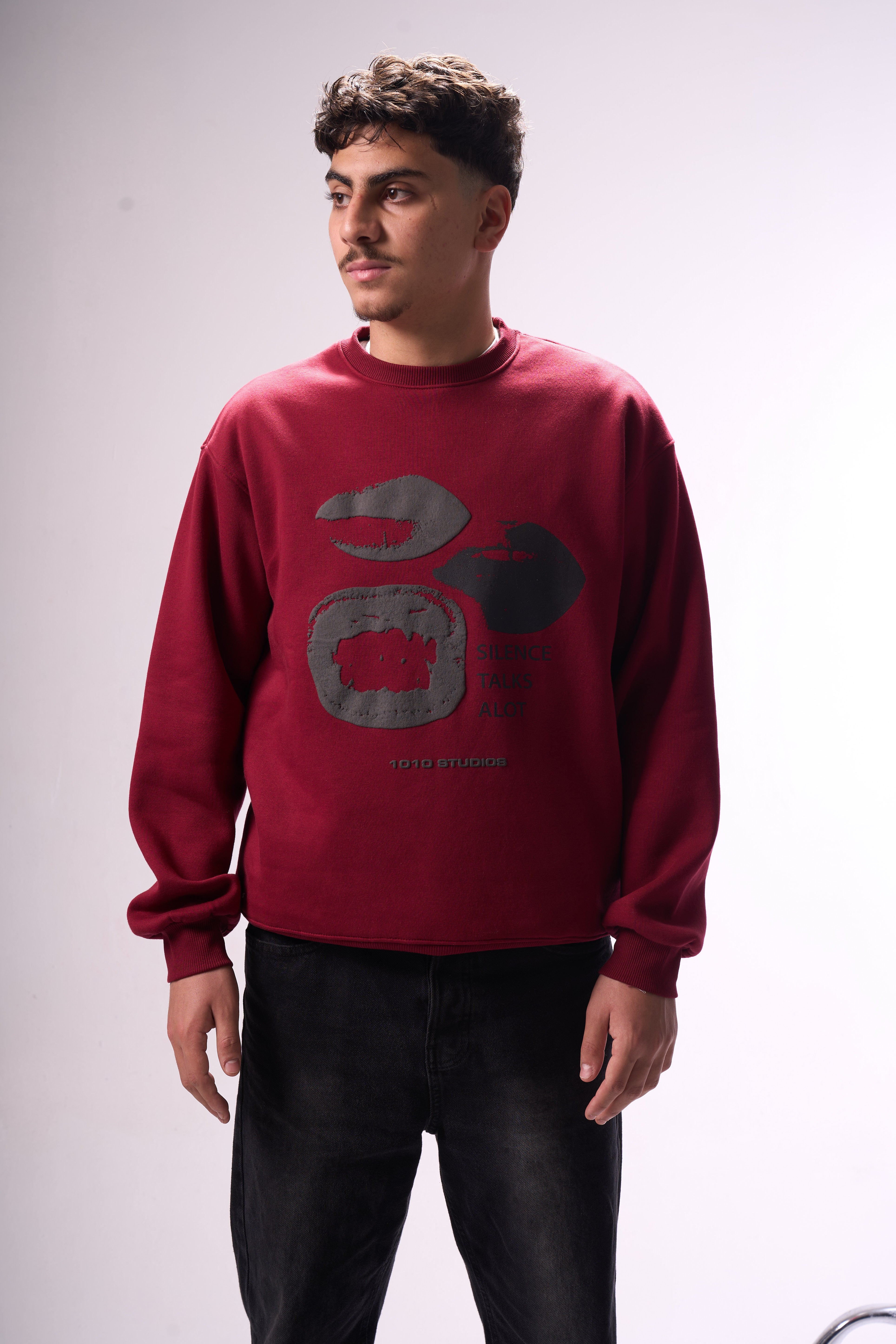 BLOODLINE 1010  BURGANDY CREWNECK